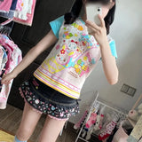 Pastel Kawaii Harajuku Crop Top – Cartoon Print Y2K Aesthetic Tee From Kawaii Stop