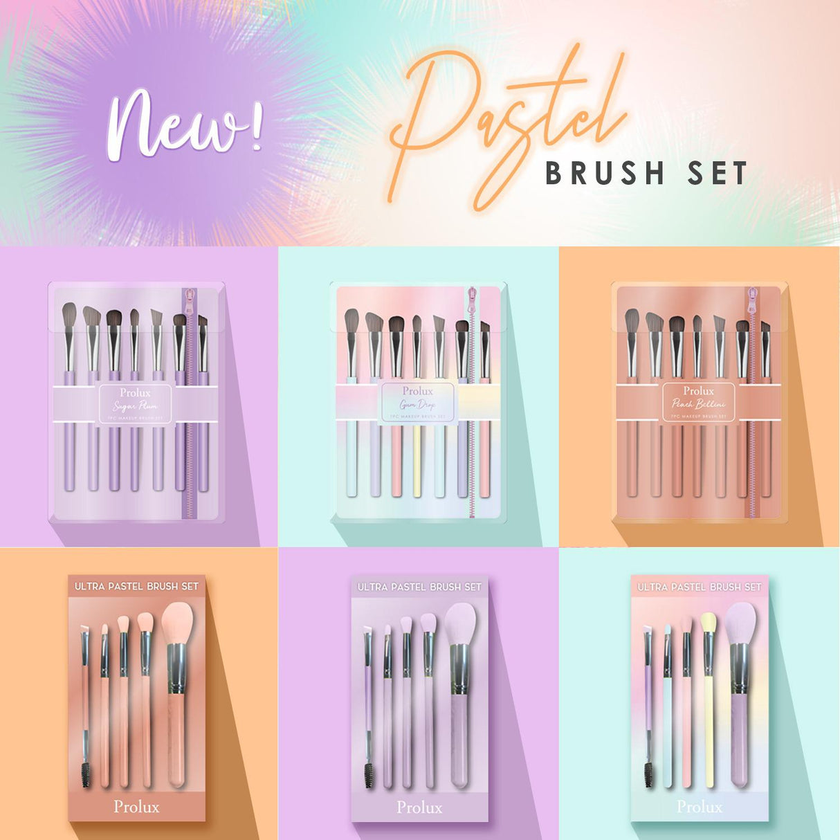 Ultra Pastel Brush Set From Prolux Cosmetics