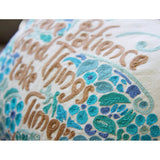 Patience Butterfly Love Letters Hand-Embroidered Pillow - Available in Pink or Blue by CatStudio from Quirks!