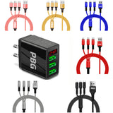 PBG 3 port LED Display Wall Charger  and 3 in 1 Cable Bundle from PremiumBrandGoods