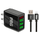 PBG 3 port LED Display Wall Charger and XL10FT Charger Compatible for Iphone Cable Bundle from PremiumBrandGoods