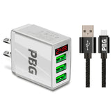 PBG 3 port LED Display Wall Charger and XL10FT Charger Compatible for Iphone Cable Bundle from PremiumBrandGoods