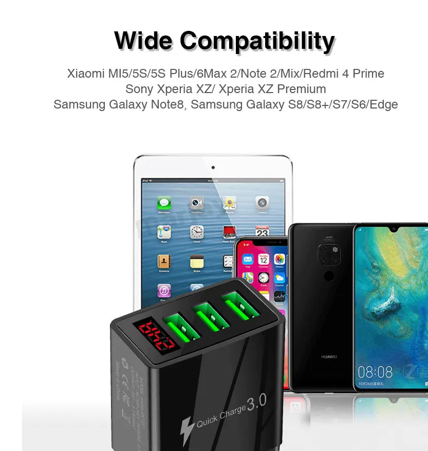 PBG 3 Port Wall Charger with LED Voltage Display Charge 3 Devices at once! from PremiumBrandGoods