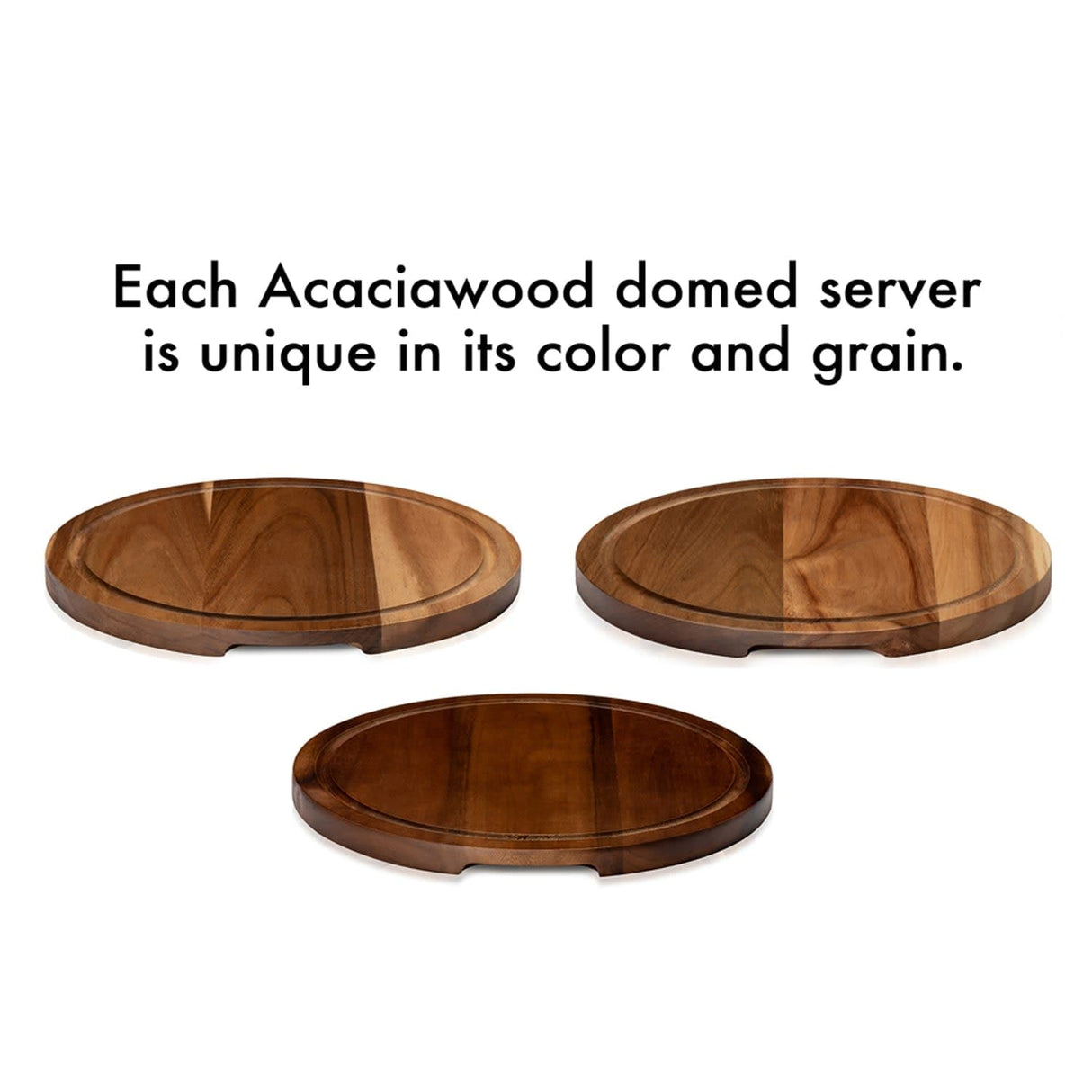 Libbey Acaciawood Flat Round Wood Server Cake Stand with Glass Dome from Libbey