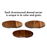 Libbey Acaciawood Flat Round Wood Server Cake Stand with Glass Dome from Libbey