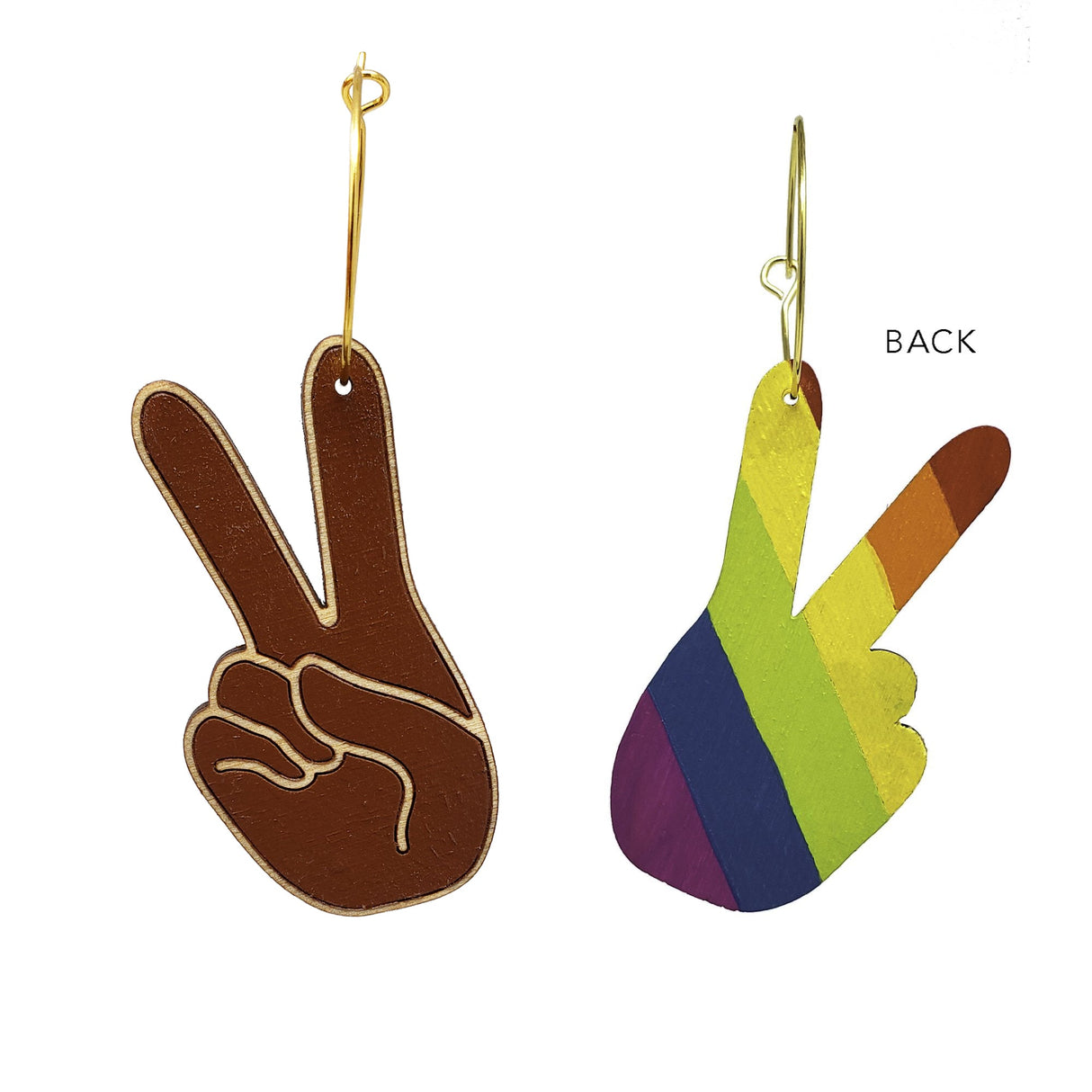 Black Peace Sign Pride Hand Hoops from LE CHIC MIAMI