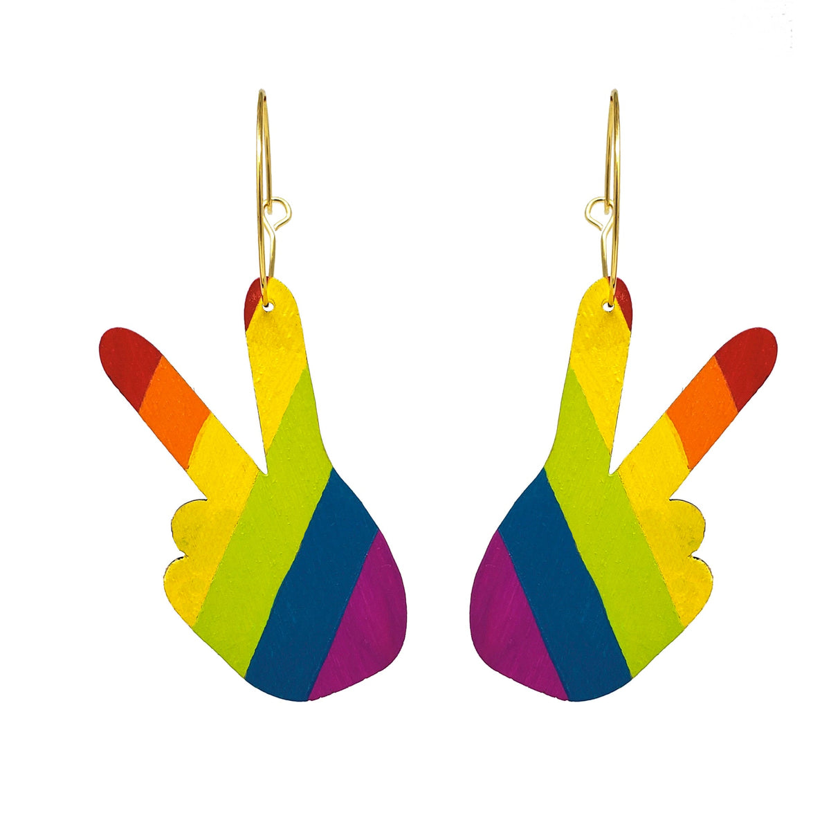 Peace Sign Pride Hand Hoops from LE CHIC MIAMI