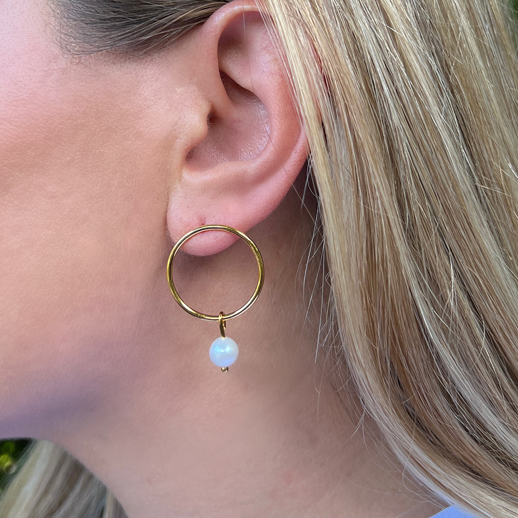 Circle Freshwater Pearl Earrings from SLATE + SALT