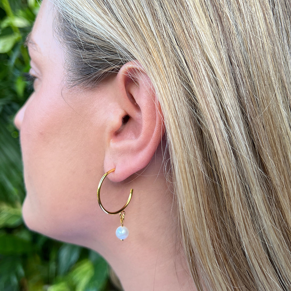 Freshwater Pearl Hoop Earrings from SLATE + SALT