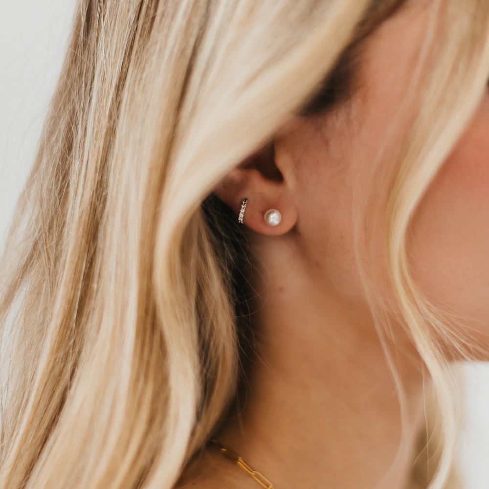 Hailey Huggie Pearl Earrings WATERPROOF from Pretty Simple