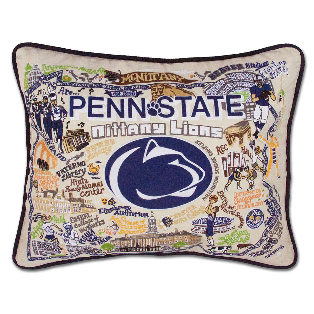 Penn State University Collegiate Hand-Embroidered Pillow from Quirks!