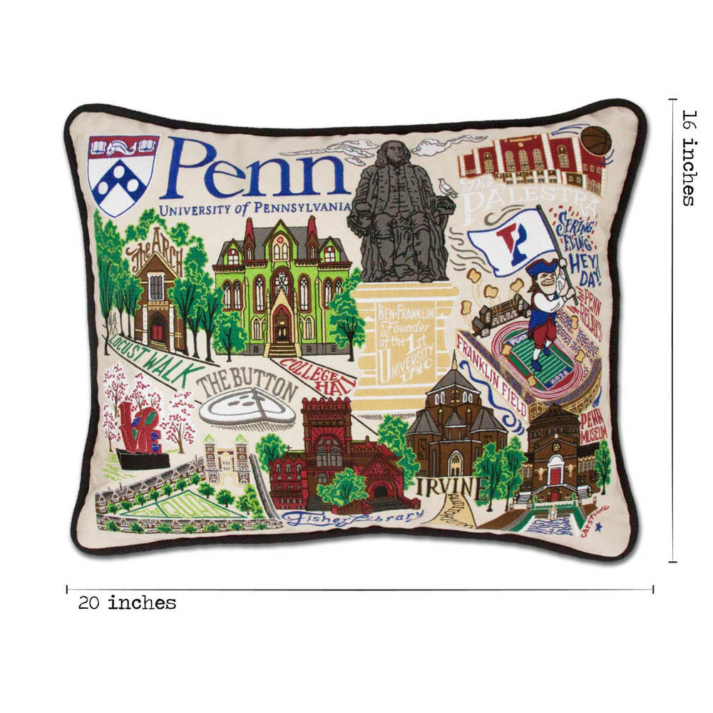 Pennsylvania, University of Collegiate Embroidered Pillow by CatStudio from Quirks!