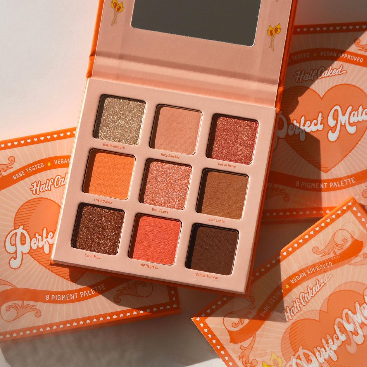 Perfect Match 9 Pigment Palette from Half Caked - with Vibrant Oranges and Rich Bronze Shades - Vegan and Cruelty-Free Makeup Blend Color Lid Pigment Titanium