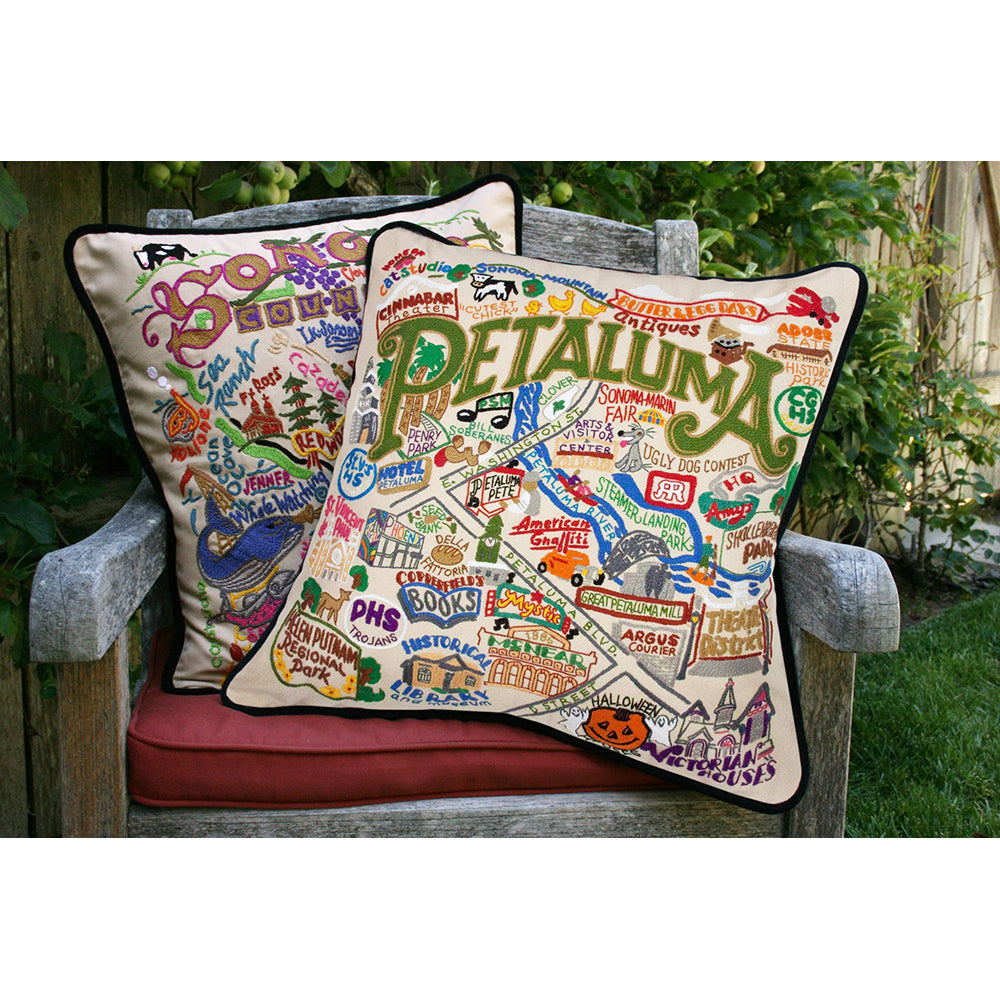 Petaluma Hand-Embroidered Pillow from Quirks!