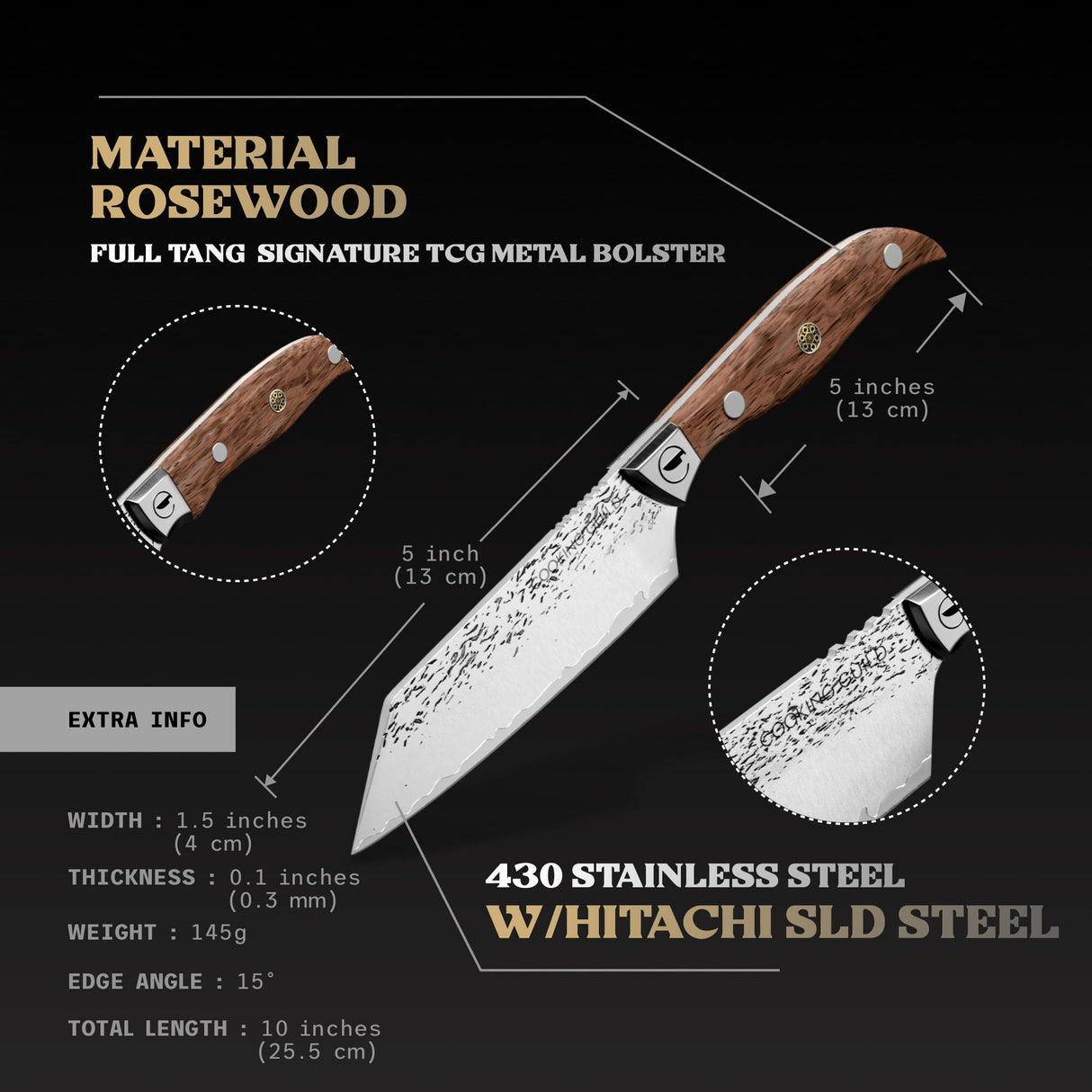 Forged Japanese San Mai Steel | 5" Grizzly Petty From The Cooking Guild