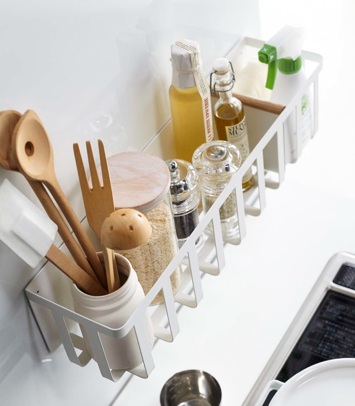 Magnetic Storage Basket - Steel + Wood from Yamazaki Home