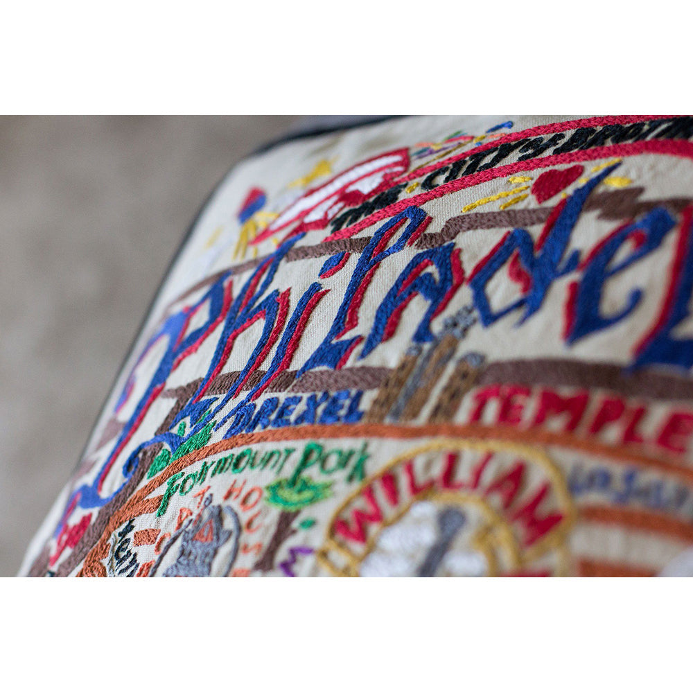 Philadelphia Hand-Embroidered Pillow from Quirks!