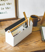Pen + Desk Organizer - Two Sizes - Steel + Wood from Yamazaki Home
