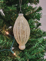 Gold Elongated Teardrop Glass Christmas Ornament F07M7-5-LH76-23191 from Wizardi