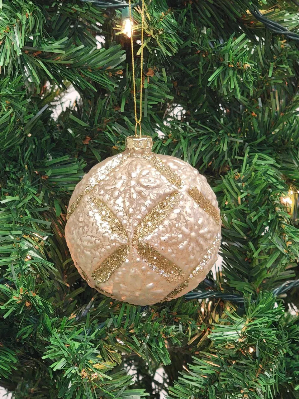 Gold Textured Ball Glass Christmas Ornament F07M7-28-LH76-23041 from Wizardi