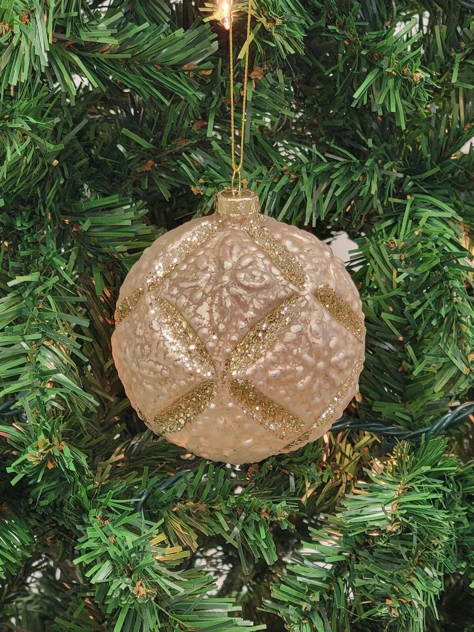 Gold Textured Ball Glass Christmas Ornament F07M7-28-LH76-23041 from Wizardi
