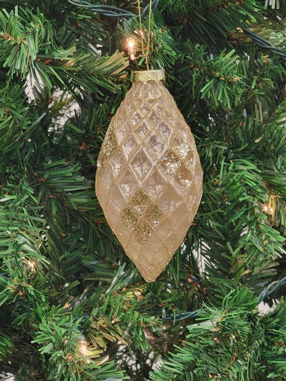 Gold Teardrop-Shaped Glass Christmas Ornament F07M7-3-LH76-23030 From Wizardi