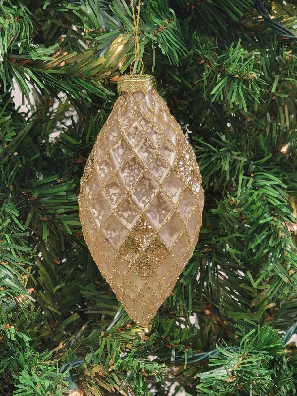 Gold Teardrop-Shaped Glass Christmas Ornament F07M7-3-LH76-23030 From Wizardi