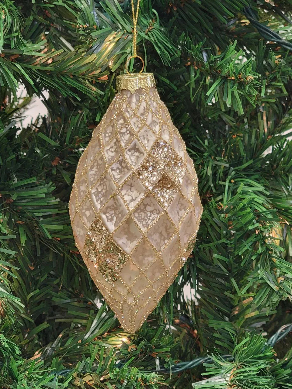 Gold Teardrop-Shaped Glass Christmas Ornament F07M7-3-LH76-23030 From Wizardi