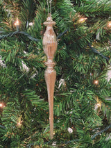 Gold Elongated Finial Glass Christmas Ornament F07M7-2-LH76-24618 From Wizardi