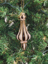 Gold and White Striped Finial Glass Christmas Ornament F07M7-6-LH76-23037 from Wizardi