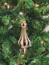 Gold and White Striped Finial Glass Christmas Ornament F07M7-6-LH76-23037 from Wizardi