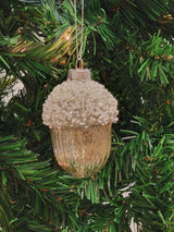 Cream Glitter Acorn Glass Christmas Ornament F07M7-17-LH76-23167 from Wizardi