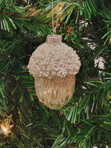 Cream Glitter Acorn Glass Christmas Ornament F07M7-17-LH76-23167 from Wizardi