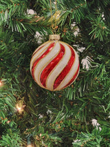 Red and White Striped Candy Ball Glass Christmas Ornament F07M7-19-LH76-2201 from Wizardi
