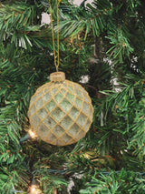 Gold Quilted Ball Glass Christmas Ornament F07M7-12-LH76-23122 From Wizardi