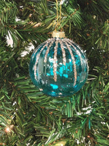 Turquoise and Gold Striped Ball Glass Christmas Ornament F07M7-11-LH76-2319 from Wizardi