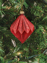 Red Diamond-Shaped Glass Christmas Ornament F07M7-21-LH76-24116 from Wizardi