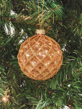 Copper Quilted Ball Glass Christmas Ornament F07M7-9-LH76-23186 From Wizardi
