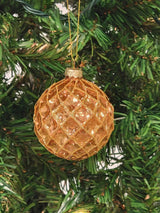 Copper Quilted Ball Glass Christmas Ornament F07M7-9-LH76-23186 From Wizardi