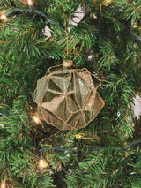 Gold Hexagon-Shaped Ball Glass Christmas Ornament F07M7-37-LH76-23092 From Wizardi