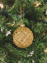 Gold Lattice Pattern Ball Glass Christmas Ornament F07M7-10-LH76-24002 From Wizardi