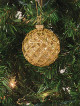Gold Lattice Pattern Ball Glass Christmas Ornament F07M7-10-LH76-24002 From Wizardi