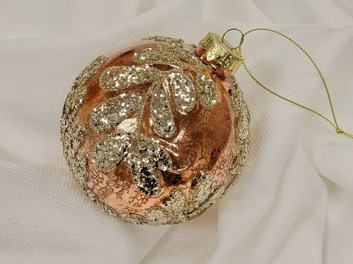 Copper Leaf Glass Ball Christmas Ornament F07M7-27(LH76-23038) from Wizardi