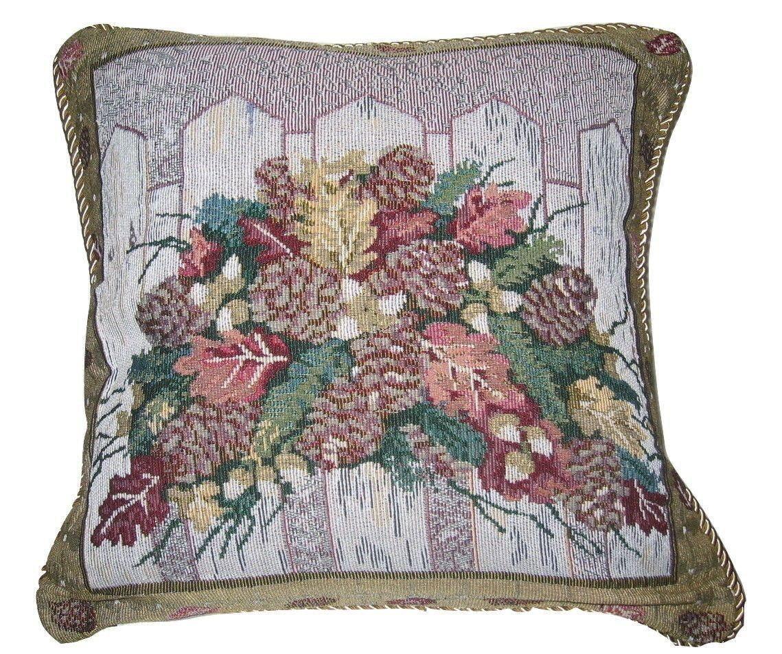 DaDa Bedding Set of 2-Pieces Festive Holiday Fiesta Floral Botanical Tapestry Throw Pillow Covers w/ Inserts - 18" x 18" from DaDalogy Bedding Collection