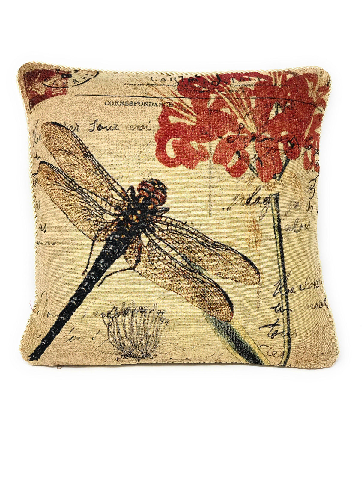 DaDa Bedding Set of 2-Pieces Dragonfly Dreams Nature Garden Tapestry Throw Pillow Covers w/ Inserts - 18" x 18" from DaDalogy Bedding Collection