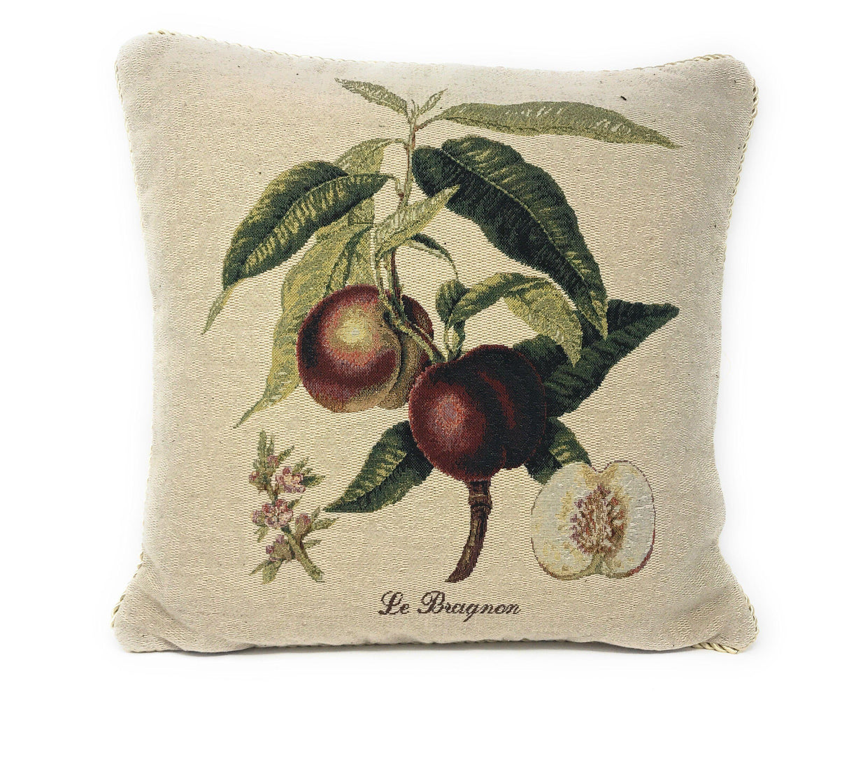 DaDa Bedding Set of 2-Pieces Nectarine Fruits Garden Tapestry Throw Pillow Covers w/ Inserts - 18" x 18" from DaDalogy Bedding Collection