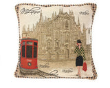 DaDa Bedding Set of 2-Pieces Postcard Milan Tapestry Throw Pillow Covers w/ Pillow Inserts, 18" x 18" from DaDalogy Bedding Collection