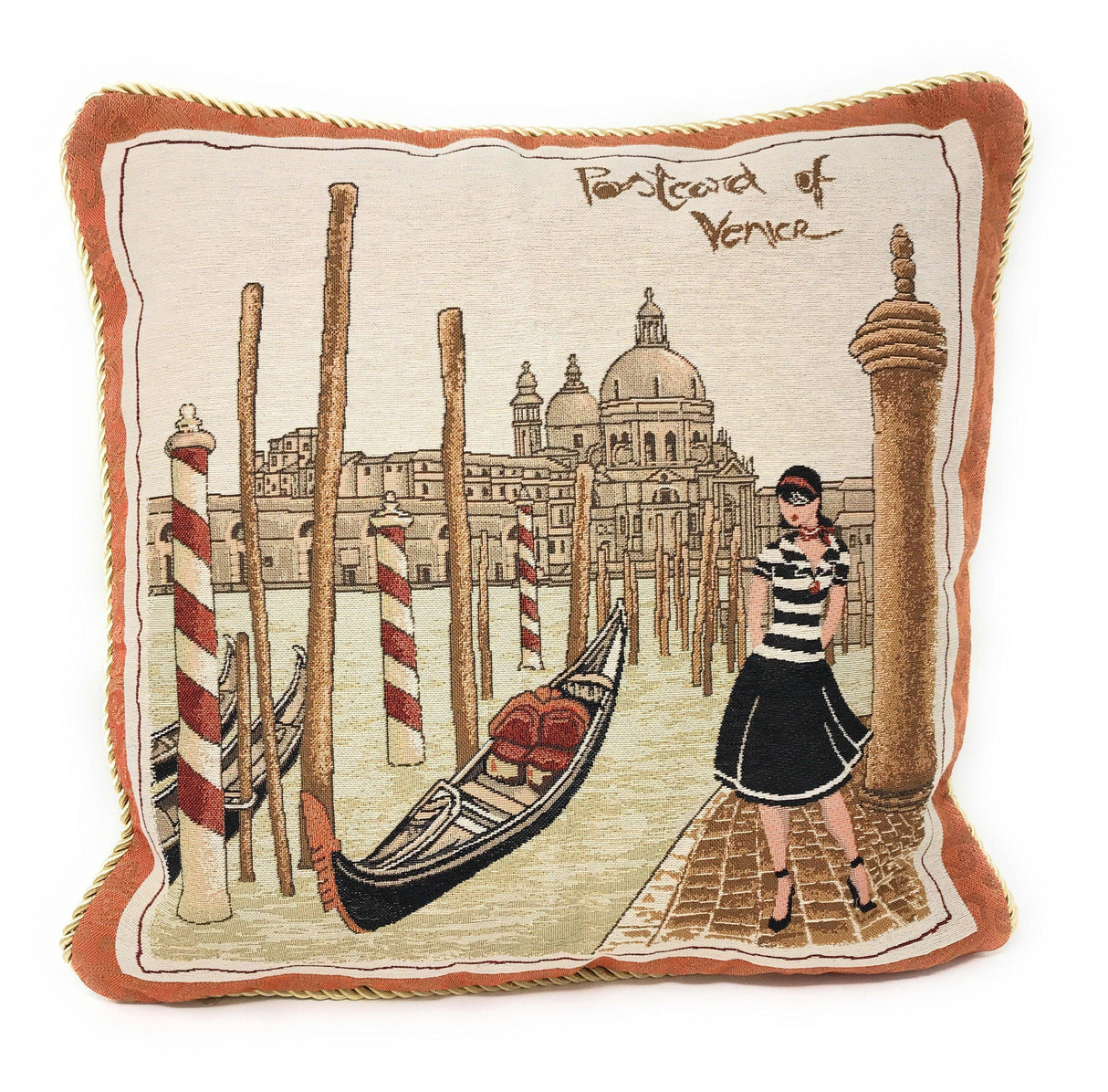 DaDa Bedding Set of 2-Pieces Postcard of Venice Tapestry Throw Pillow Covers w/ Inserts - 18" x 18" from DaDalogy Bedding Collection