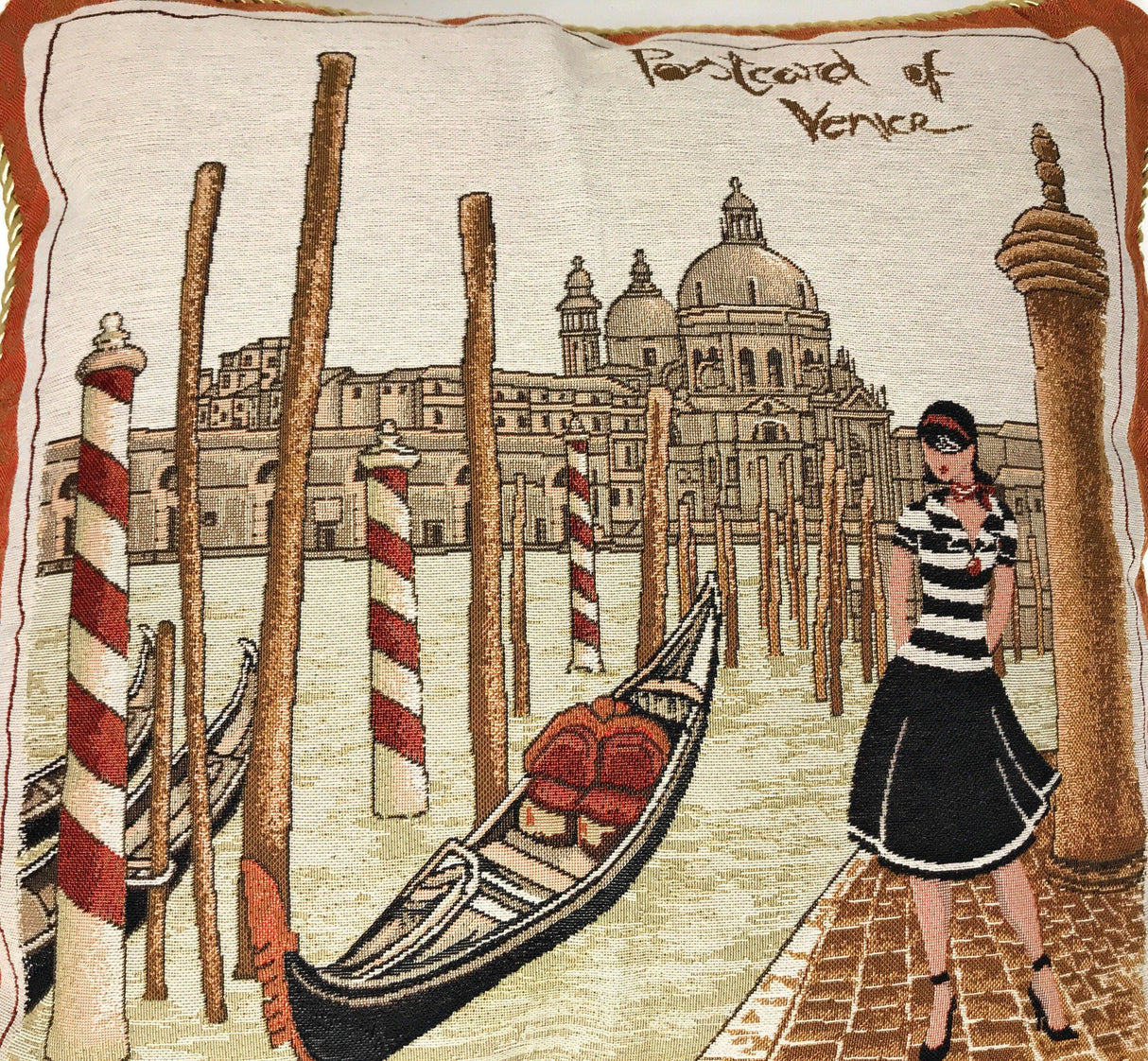 DaDa Bedding Set of 2-Pieces Postcard of Venice Tapestry Throw Pillow Covers w/ Inserts - 18" x 18" from DaDalogy Bedding Collection