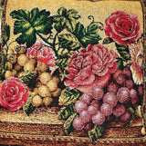 DaDa Bedding Set of 2-Pieces Parade Fruit & Roses Garden Tapestry Throw Pillow Covers w/ Inserts - 18" x 18" from DaDalogy Bedding Collection